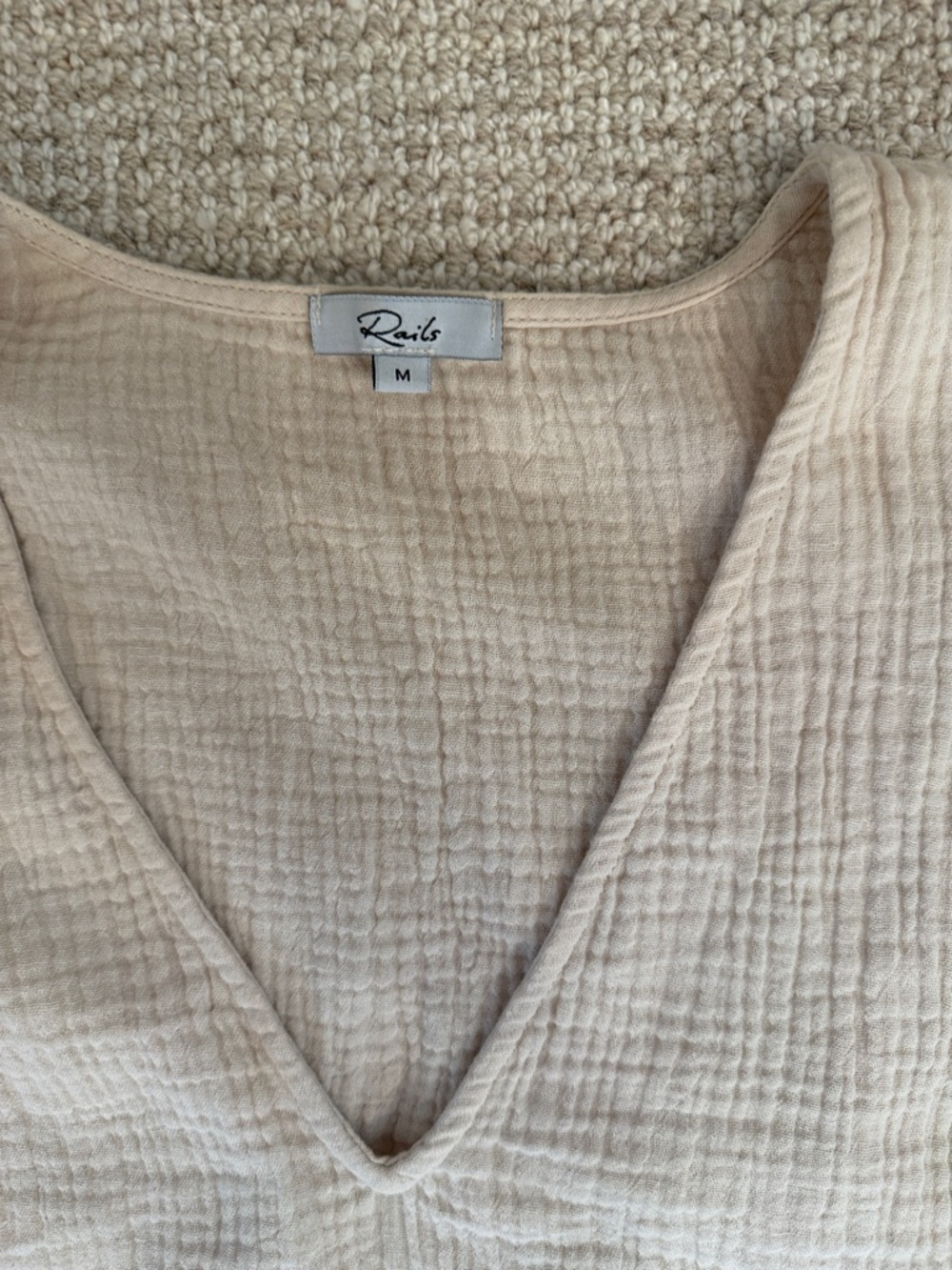 Rails Light Beige Gauze 2 Piece Matching Set - Top and Wide-Leg Pants Size M - Picture 3 of 11